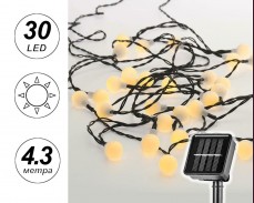 Гирлянд "светещи топчета" 30 ТОПЛО БЕЛИ LED лампички със соларно захранване 4,35 метра Гирлянд "светещи топчета" 30 ТОПЛО БЕЛИ LED лампички със соларно захранване 4,35 метра