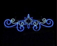 Светеща фигура ЗВЕЗДА и СПИРАЛИ от LED маркуч БЯЛ и СИН  186 х 66 см.