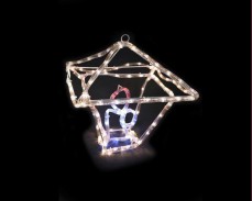 Светеща фигура 3D СВЕЩНИК от LED маркуч ТОПЛО БЯЛ 32х35 см.