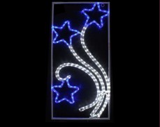 Светеща фигура ТРИ ЗВЕЗДИ от LED маркуч СИН и БЯЛ 39х85 см. 
