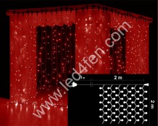 Светеща завеса 400 ЧЕРВЕНИ led лампи 2х2м водоустойчива