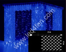 Светеща завеса 800 СИНИ led 2х4м черен кабел