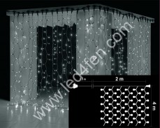 Светеща завеса 800 БЕЛИ led 2х4м черен кабел
