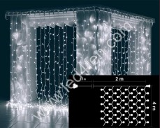 Светеща завеса 800 БЕЛИ led 2х4м бял кабел